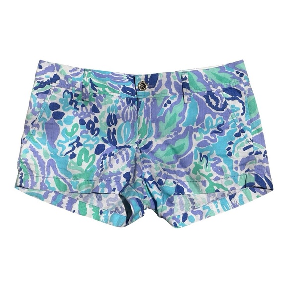 Lilly Pulitzer Pants - Lilly Pulitzer The Walsh Nice Ink Cotton Button Shorts Women’s 4 – Inseam 3”